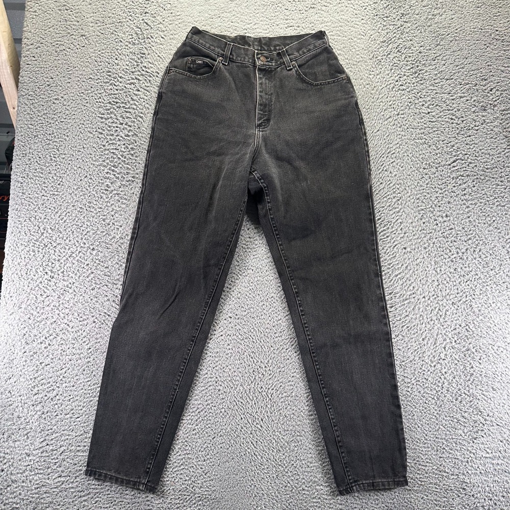 Vintage Lee Jeans Women's 26x33 Black Cotton Denim Tapered Leg Travel Workwear